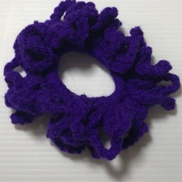 NWT Purple Handmade Crocheted Hair Scrunchie by Dawny - Picture 2 of 3